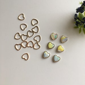 Heart Brass Charm 2 2pcsDaisy Polymer Clay EarringsStatement EarringsFloralEmbossedHandmadeLightweight image 3