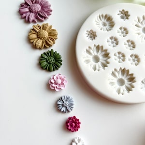 7 Flower Mould Bouquet / Polymer Clay Cutters / Micro Cutters / Earring Making / Clay Tools/ Polymer Clay Moulds/ Floral/ Roses & Flowers image 5