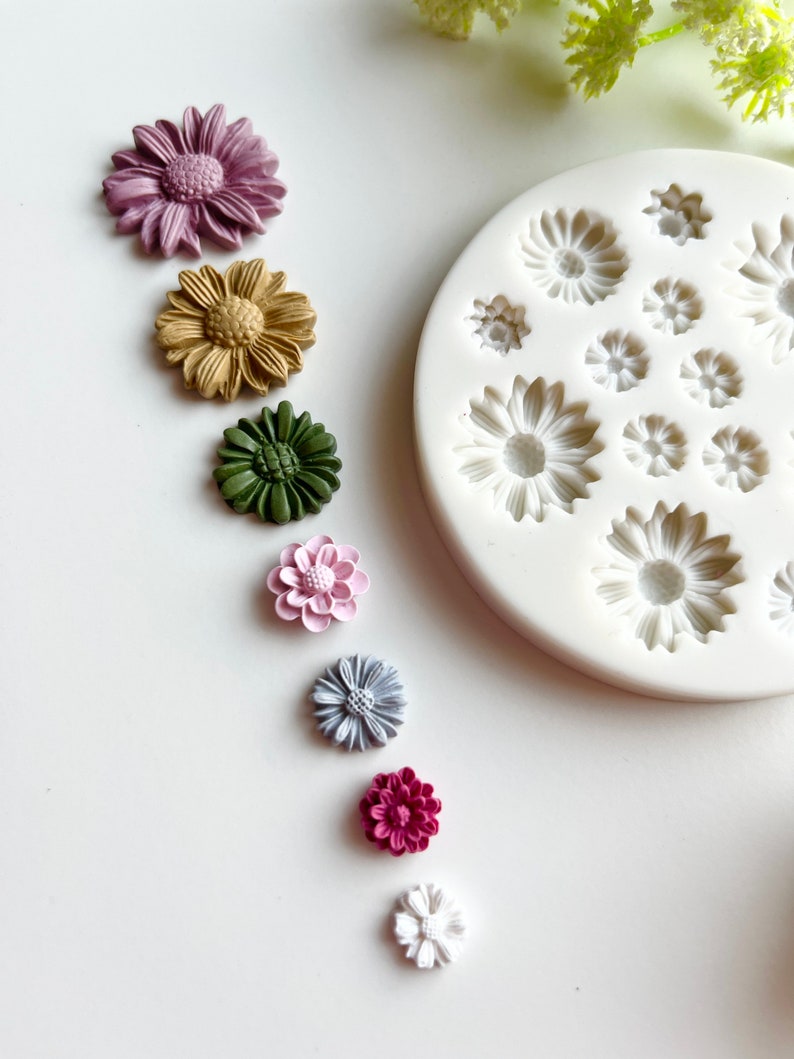 7 Flower Mould Bouquet / Polymer Clay Cutters / Micro Cutters / Earring Making / Clay Tools/ Polymer Clay Moulds/ Floral/ Roses & Flowers image 5