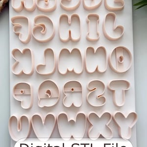 STL Files Bubble Alphabet Clay Cutters: Polymer Earring Making Tool (50mm)
