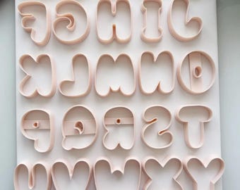 Pliki STL Bubble Alphabet 60 mm / 2,5" Foremki do gliny: narzędzie do tworzenia kolczyków z polimeru