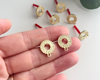 Woven Circle Earring Stud (2pc) /Polymer Clay Tools/Jewellery making/ Jewellery Findings / Clay Tools / Brass Charm / Raw Brass