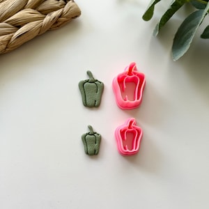 Bell Pepper Polymer Clay Cutters: Embossed Earring Making (2 Sizes)
