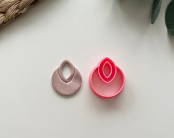 Circle with Embossed Teardrop Polymer Clay Cutters  / Jewellery Tools / Earring Making / Botanical