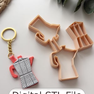 Moka Pot Kaffee Schlüsselring Polymer Clay Cutter - Digitale STL-Datei