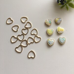 Heart Brass Charm 2 2pcsDaisy Polymer Clay EarringsStatement EarringsFloralEmbossedHandmadeLightweight image 2