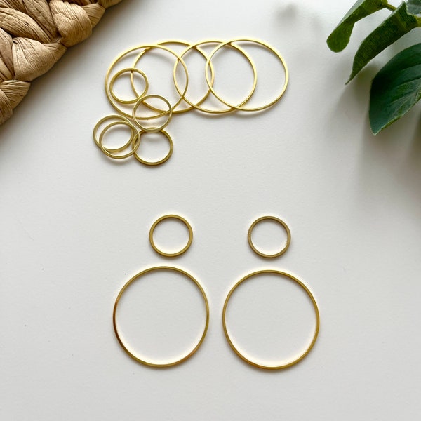 Closed Circle Component 30mm & 15mm (2 pcs)/ Polymer Clay/ Jewellery/ Jewellery Findings / Clay Tools / Brass Charm / Raw Brass