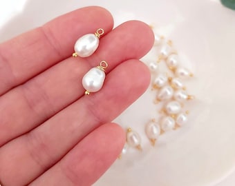 Fresh water Pearls Pendants (2 Pcs) / Polymer Clay Tools / Jewellery making / Jewellery Findings / Clay Tools / Brass Charm / Raw Brass