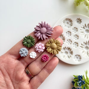 7 Flower Mould Bouquet / Polymer Clay Cutters / Micro Cutters / Earring Making / Clay Tools/ Polymer Clay Moulds/ Floral/ Roses & Flowers image 1