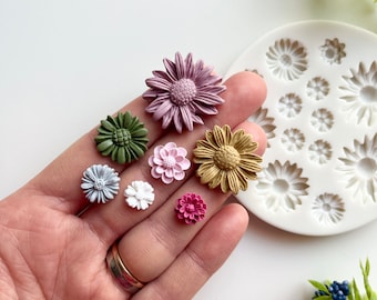 7 Blume Blumenstrauß / Polymer Clay Cutters / Mikro Cutters / Ohrringe Herstellung / Ton Werkzeuge / Polymer Clay Moulds / Floral / Rosen & Blumen