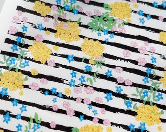 Stripy Mimosa Flower Image Transfer Paper: Polymer Clay Jewelry (1 Sheet) B1