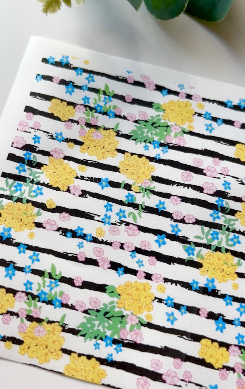 Stripy Mimosa Flower Image Transfer Paper: Polymer Clay Jewelry (1 Sheet) B1 image 1