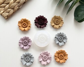 Statement Poppy Flower Mould 34mm / Polymer Clay Cutters / Earring Making / Clay Tools/ Polymer Clay Moulds/ Floral/ Roses & Flowers