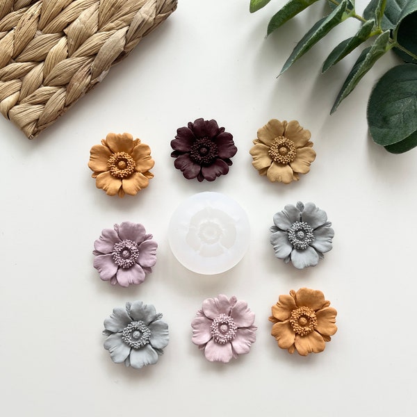 Statement Poppy Flower Mould 34mm / Polymer Clay Cutters / Earring Making / Clay Tools/ Polymer Clay Moulds/ Floral/ Roses & Flowers