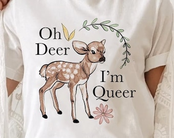Oh Deer I'm Queer T Shirt Asexual Pride Shirt Gift for Men Women Love Is Love Funny Lgbt Shirt