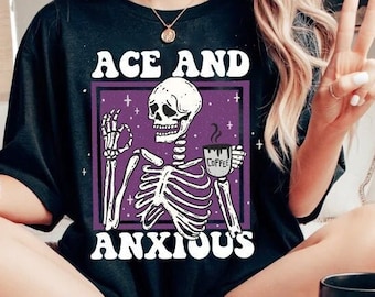 Ace and anxious shirt | asexual | asexual shirt | ace pride | asexual clothing | skeleton goth | aromantic | aroace | subtle asexual | queer