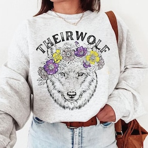 Theirwolf sweatshirt | nonbinary pride | enby | they them shirt | funny nonbinary | pronouns | not a girl | not a boy | queer | enby gift