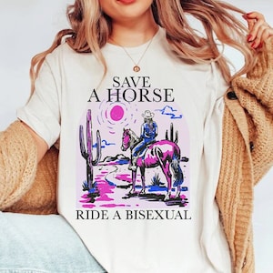 Save a horse ride a bisexual | bisexual pride shirt | cowgirl bisexual | bi pride | western retro bisexual | funny bisexual | queer cowboy