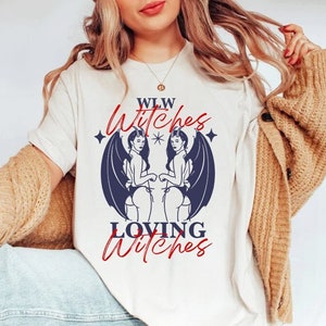 Wlw witches loving witches shirt | witchy lesbian shirt | boho lesbian | wlw bisexual | queer shirt | boho  retro lesbian | trans | femme