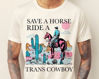 Save a horse ride a trans cowboy shirt | trans pride shirt | transgender pride | trans kids | trans youth | lgbtq pride | western boho queer