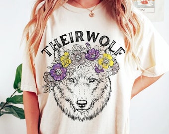 Theirwolf shirt | retro vintage style non binary shirt | nonbinary pride shirt | enby shirt | they them shirt | funny nonbinary | pronouns