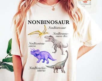 Niet-binosaurusoverhemd | niet-binair dinosaurusoverhemd | grappig niet-binair overhemd | enby-shirt | boho cottagecore lgbtq | vreemd overhemd | geen geslachtsoverhemd