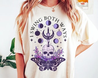 I swing both ways shirt | bisexual shirt | skull sword rose | boho bisexual | aesthetic lgbtq pride | queer | bi pride | funny bi | gift