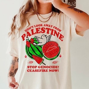 Schaut nicht weg von Palästina | free palästinensische Shirt | Unterstützen Palästina | Wassermelone | Ende Völkermord | Waffenstillstand | linke Seite | Menschenrecht