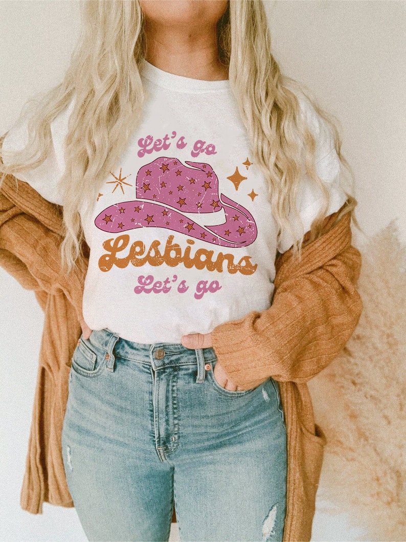 Let's go lesbians let's go shirt retro lesbian lesbian pride lgbtq pride femme lesbian cowgirl lesbian bachelorette gift wlw image 2