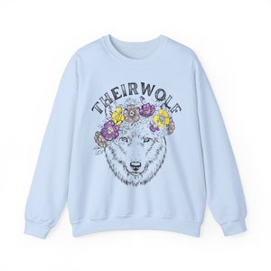 Theirwolf sweatshirt nonbinary pride enby they them shirt funny nonbinary pronouns not a girl not a boy queer enby gift image 5