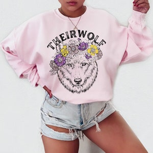 Theirwolf sweatshirt nonbinary pride enby they them shirt funny nonbinary pronouns not a girl not a boy queer enby gift image 2