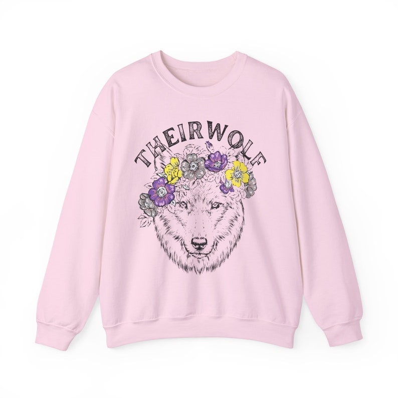 Theirwolf sweatshirt nonbinary pride enby they them shirt funny nonbinary pronouns not a girl not a boy queer enby gift image 6