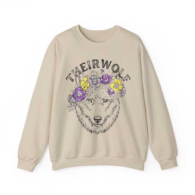Theirwolf sweatshirt nonbinary pride enby they them shirt funny nonbinary pronouns not a girl not a boy queer enby gift image 7
