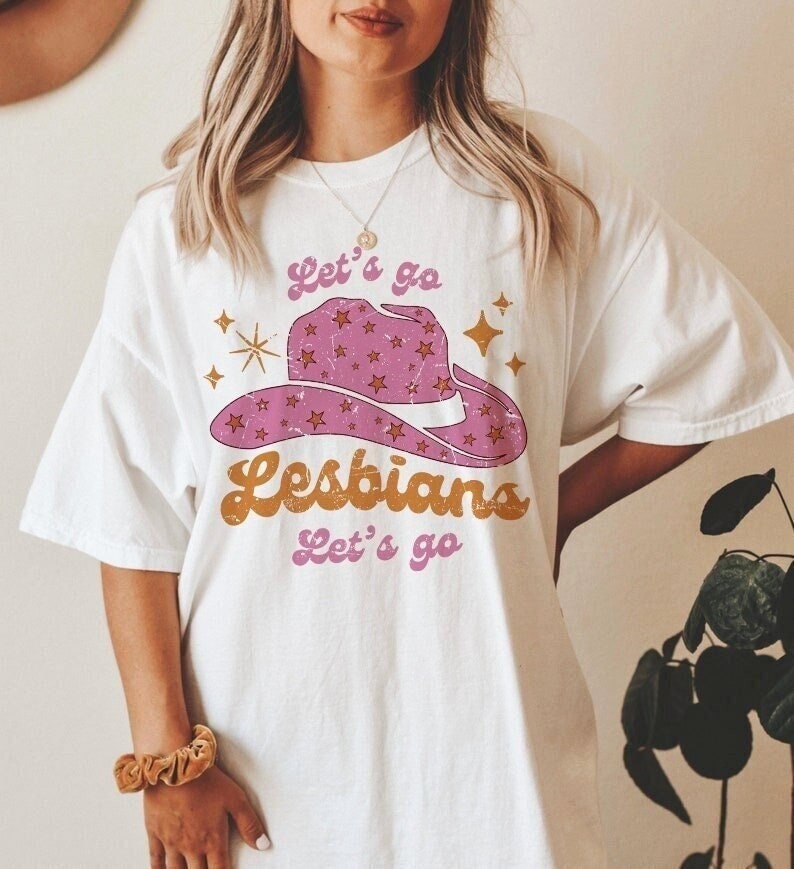 Let's go lesbians let's go shirt retro lesbian lesbian pride lgbtq pride femme lesbian cowgirl lesbian bachelorette gift wlw image 1