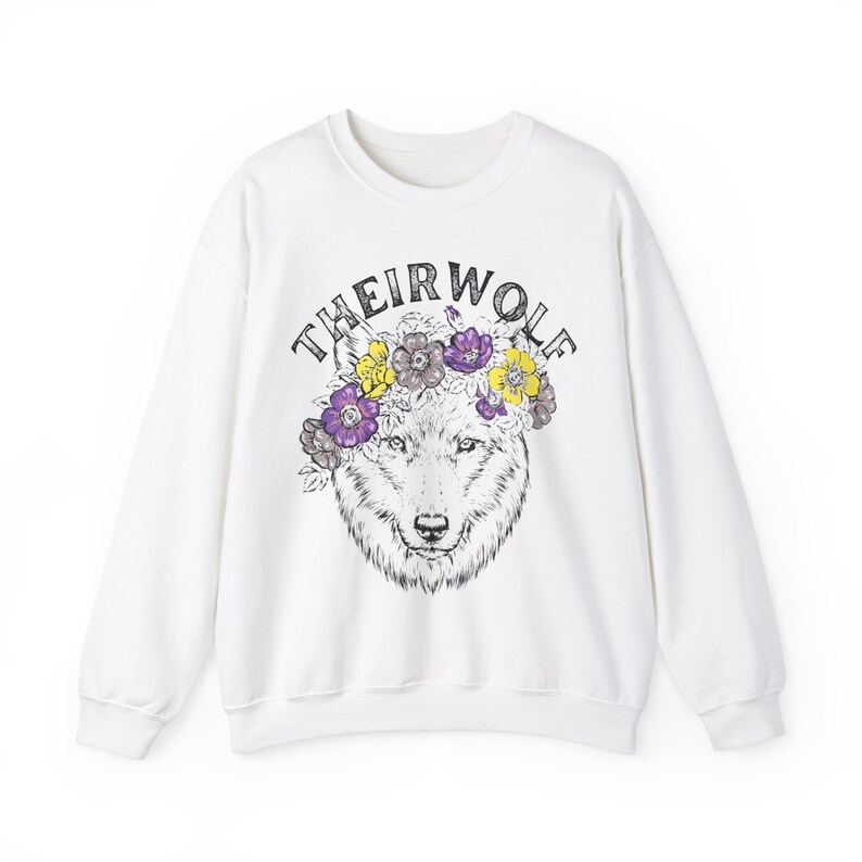 Theirwolf sweatshirt nonbinary pride enby they them shirt funny nonbinary pronouns not a girl not a boy queer enby gift image 3