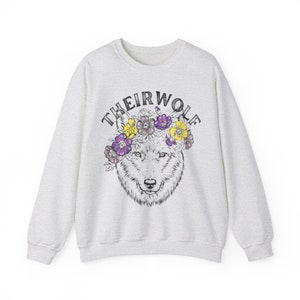 Theirwolf sweatshirt nonbinary pride enby they them shirt funny nonbinary pronouns not a girl not a boy queer enby gift image 4