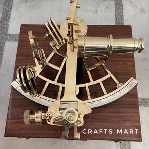Nautical Brass Sextant: 9&#39;&#39; Marine Navigation Tool, Astronomical Gift