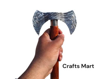 Axe Head Walking Stick: Victorian Style Brass Handle Cane