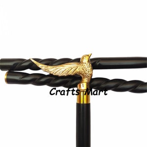 Brass Bird Handle Walking Stick: Elegant Derby Cane, 38 Inch