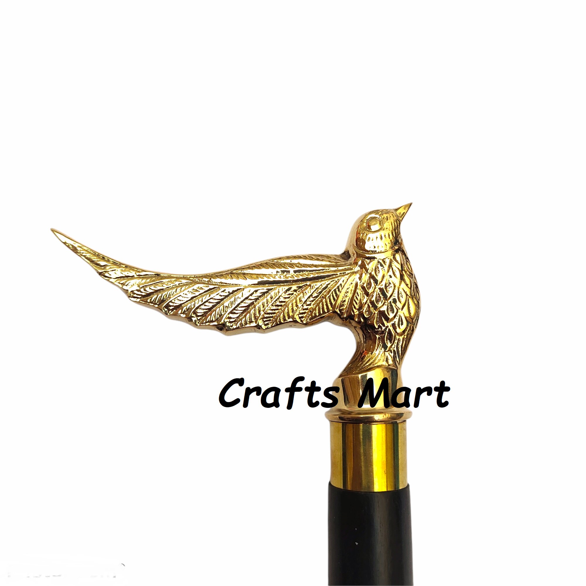 Brass Parrot Handle Antique Victorian Walking Cane Handmade Wooden Stick Gift