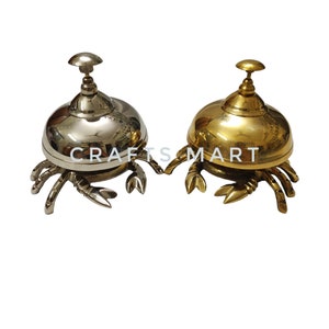 Personalized Brass Crab Bell: Engraved Desk Bell, Home Decor