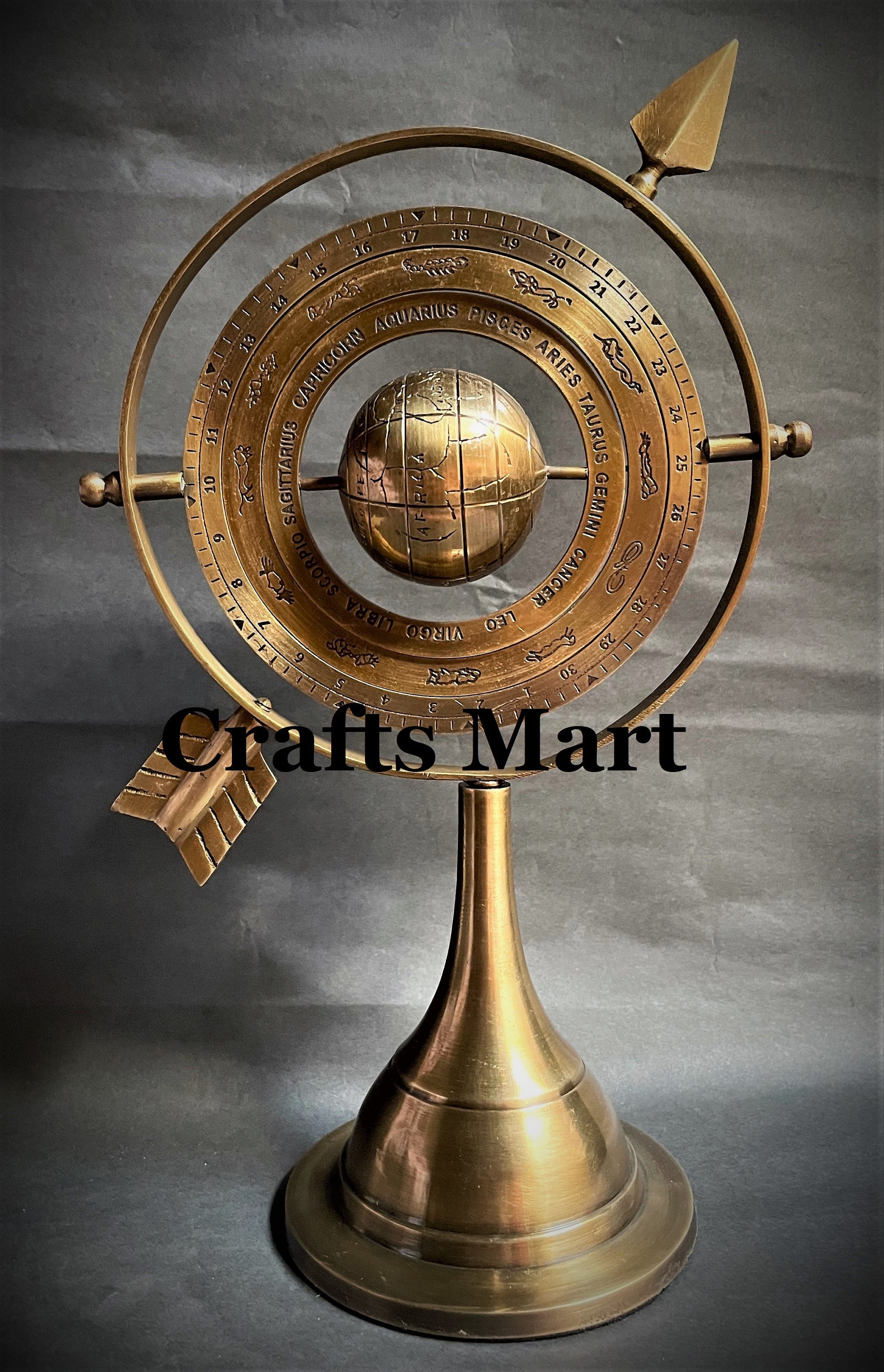 Brass Armillary Sphere With Arrow Nautical Astrolabe Gift Engraved