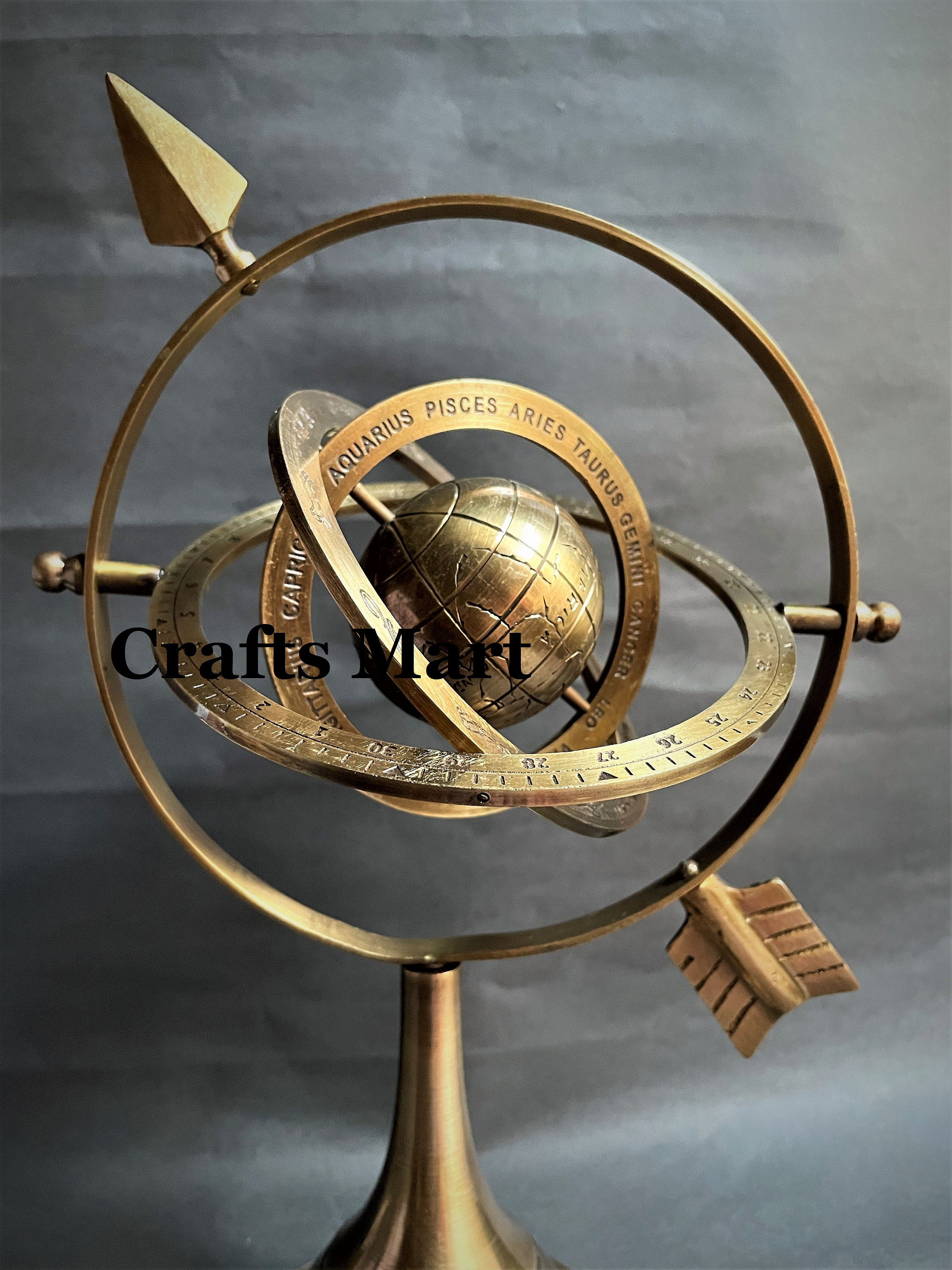 Brass Armillary Sphere With Arrow Nautical Astrolabe Gift Engraved