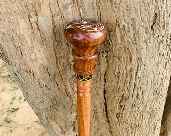 Tiger Print Wooden Walking Cane: Handmade Derby Stick, 37 Inch