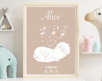 Affiche naissance personnalisée - Poster personnalisé bébé numérique et imprimé