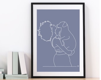 Portrait personnalisé couple famille enfant animaux - Illustration personnalisée au trait numérique et imprimée