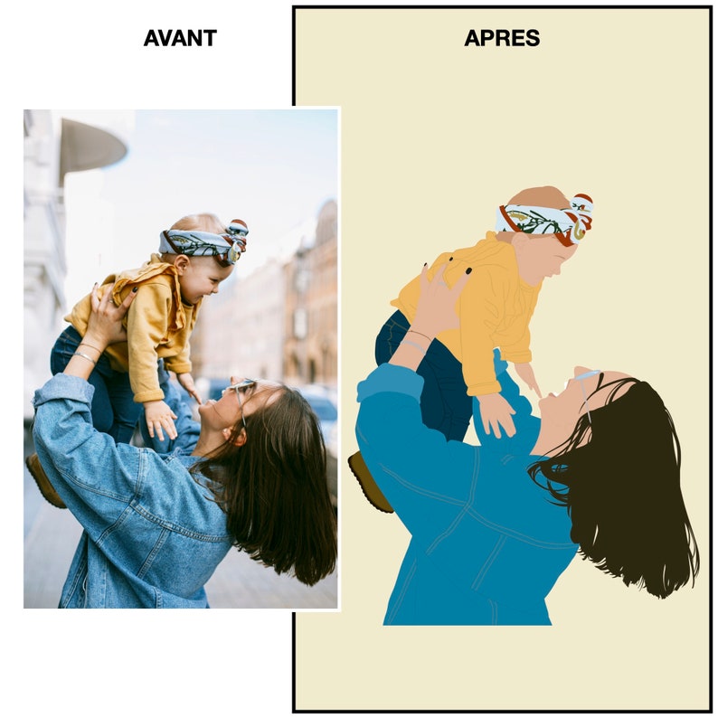 Portrait personnalisé couple famille enfant animaux Illustration personnalisée numérique et imprimée image 2
