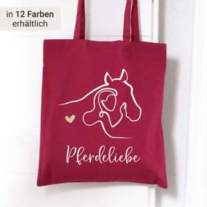 Stofftasche "Pferdeliebe mit Wunschtext" Baumwolle  | personalisiert | Geschenk, Geschenkidee, Pferd, Pferdemädchen, Einkaufstasche, Beutel