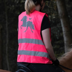 Icelandic horse safety vest with desired text personalized in pink | Safety | Adults + Children | Gift, gift idea, horse, Icelandic horse