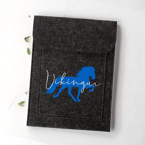 Equine passport cover design &quot;Icelandic horse #6 + name&quot; | Anthracite or light grey | Gift, gift idea, horse, horse girl, Icelandic horse, Icelandic horse